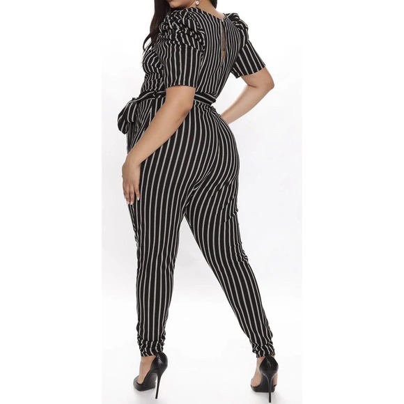 Setting An Example Puff Sleeve Romper - Black/combo - Picture 3 of 7